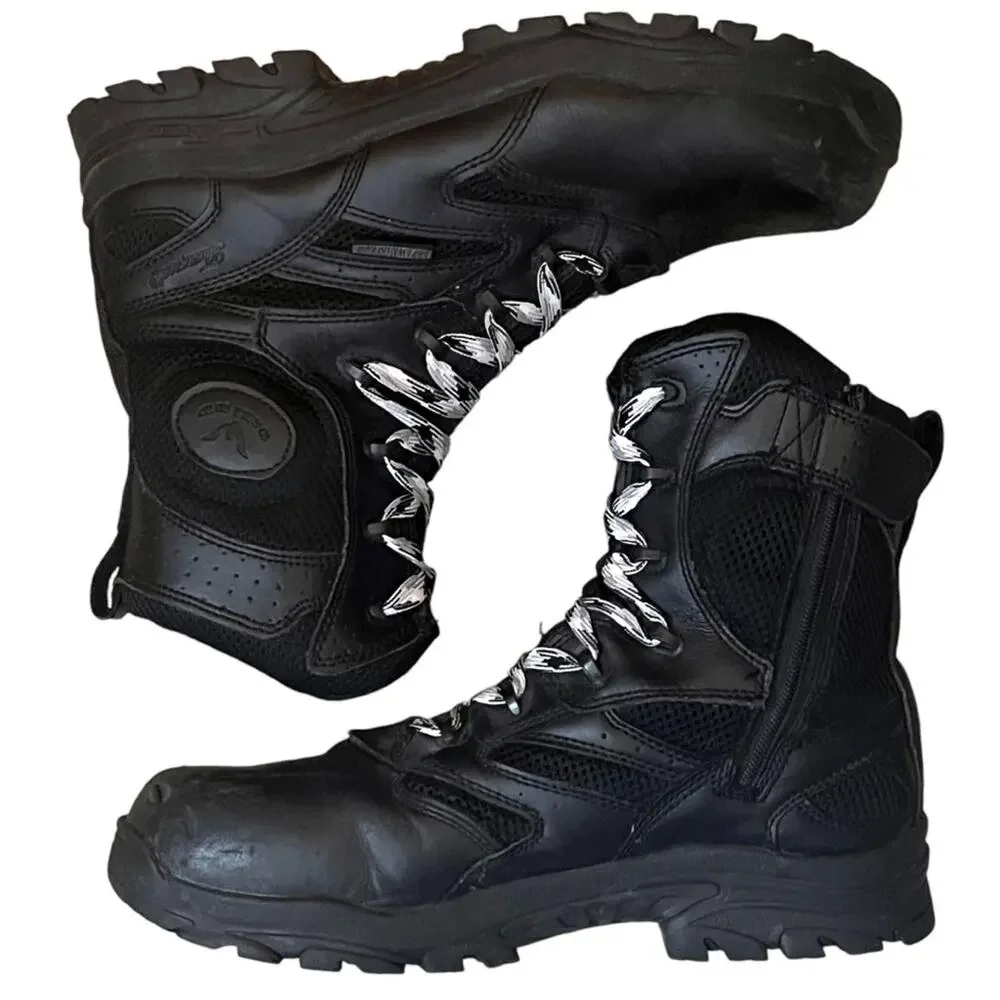 Thorogood The Deuce Leather Biker Boots Men 11 Black 8” Side Zip Combat Tactical